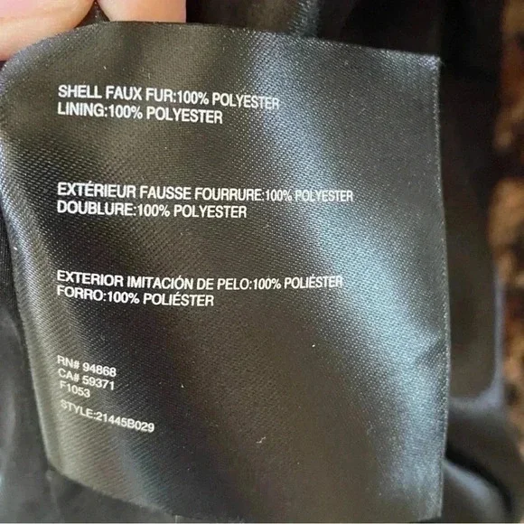 Bernardo Leopard Print Faux Fur Coat Teddy Jacket Oversized Pea Coat Womens - Picture 7 of 10